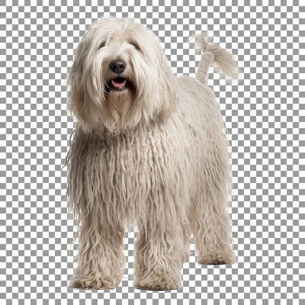 Mooie komondor-hond geïsoleerd op een transparante achtergrond