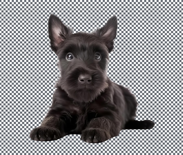 PSD mooie puppy van het ras scottish terrier geïsoleerd op transparante achtergrond