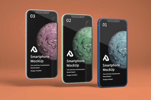 PSD mooie realistische smartphone mockup geïsoleerd