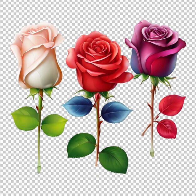 PSD mooie roos set van illustratie roos bloemen clipart pro png