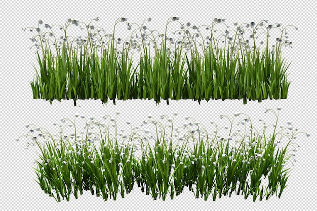 PSD mooie verschillende soorten bloemen in 3d-rendering geïsoleerd