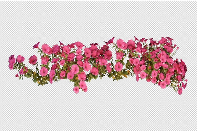 PSD mooie verschillende soorten bloemen in 3d-rendering geïsoleerd