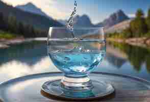 PSD mooie wereldwaterdag en gevuld met schoon water binnenin glas met een buitenachtergrond