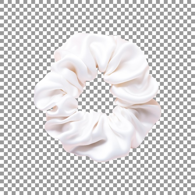 Mooie witte zijde scrunchie geïsoleerd op transparante achtergrond
