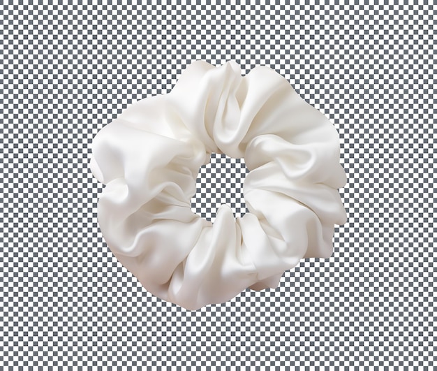 PSD mooie witte zijden scrunchie geïsoleerd op een transparante achtergrond