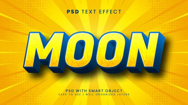 PSD moon 3d editable text effect with