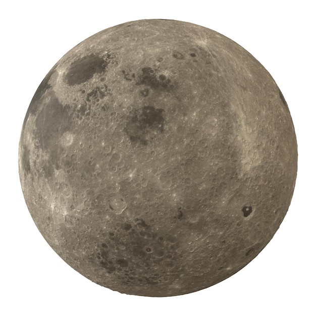 moon back side isolated transparent background 3d rendering