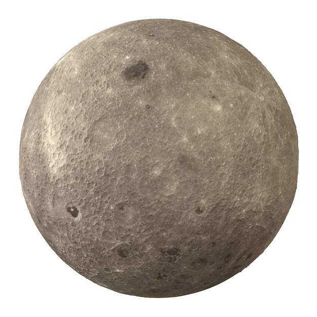 moon back side isolated transparent background 3d rendering