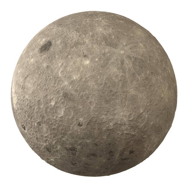 moon back side isolated transparent background 3d rendering
