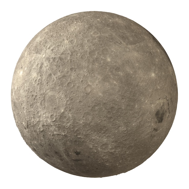 PSD moon back side isolated transparent background 3d rendering