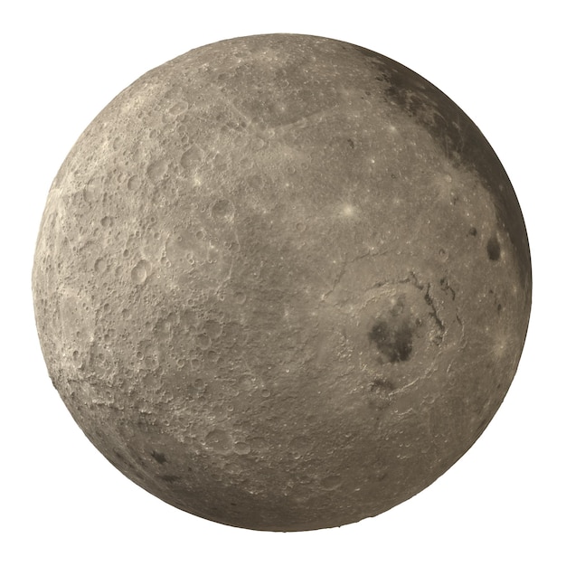 Lato posteriore della luna isolato sfondo trasparente rendering 3d