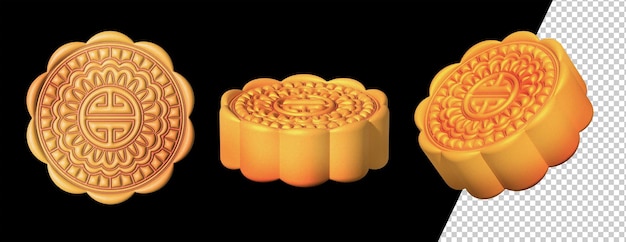 PSD moon cake 3d rendering elements for the mid autumn festival