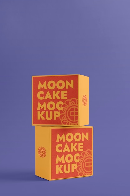 PSD Макет упаковки лунного торта