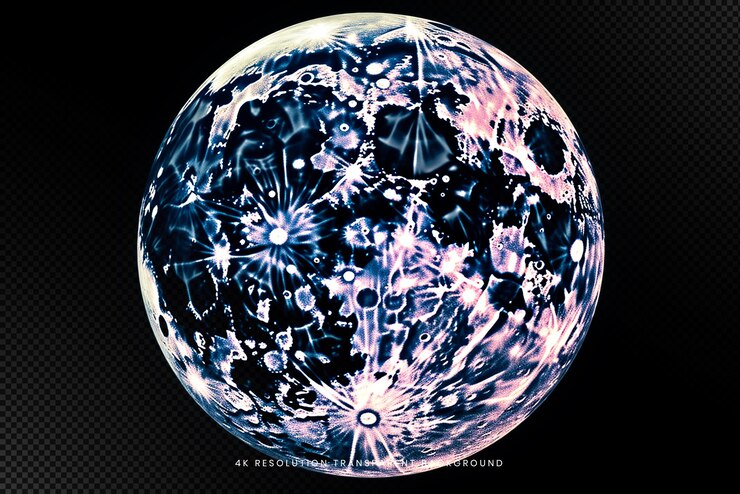PSD moon glowing on transparent background