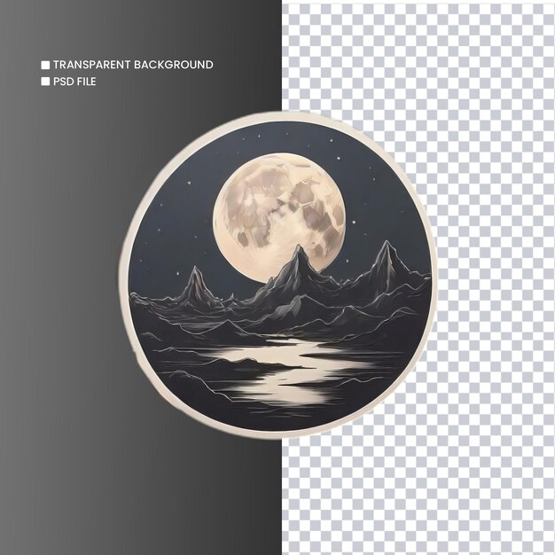 PSD moon illustration with transparent background