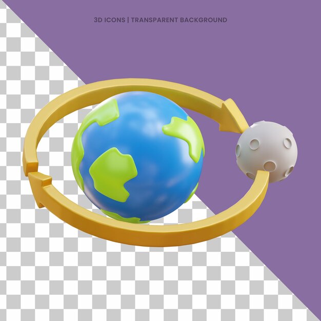 PSD moon orbit earth movement rotation planetary 3d icon