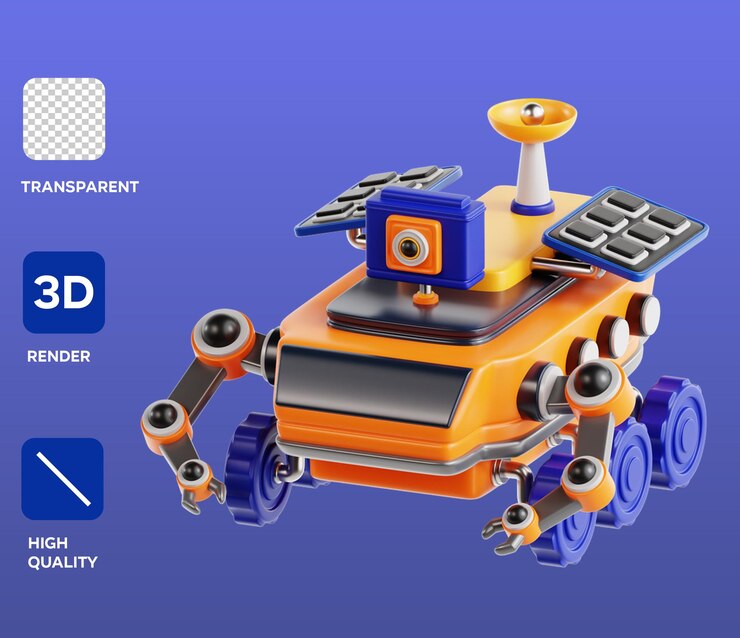 PSD moon rover 3d object illustration