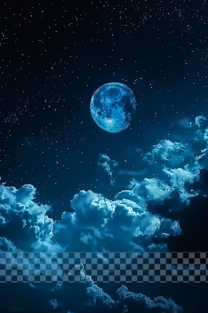 PSD a moon in the sky with clouds and stars