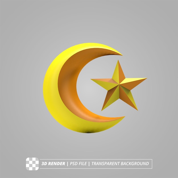 PSD moon and star islamic 3d render