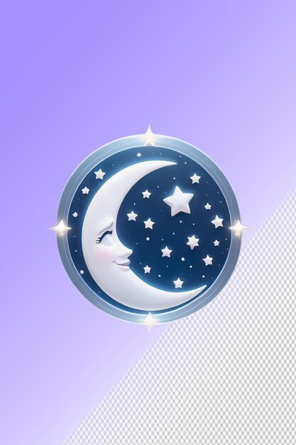 PSD a moon and stars are shown on a white background