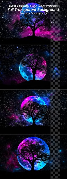 The moon and stars are the stars of the night on transparent background