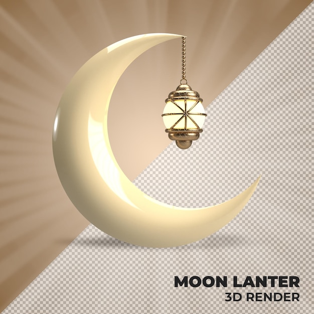 Moon with lantern 3d render post template