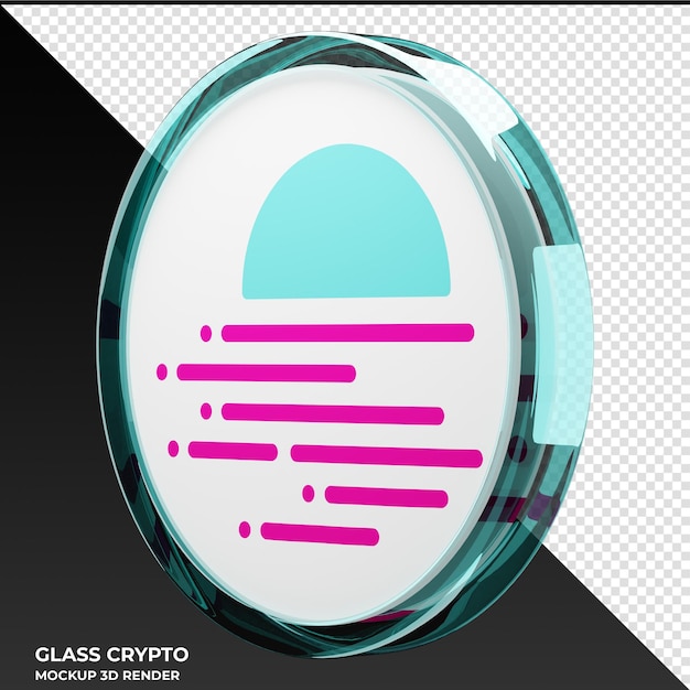 Moonbeam glmr glass crypto coin 3d illustration