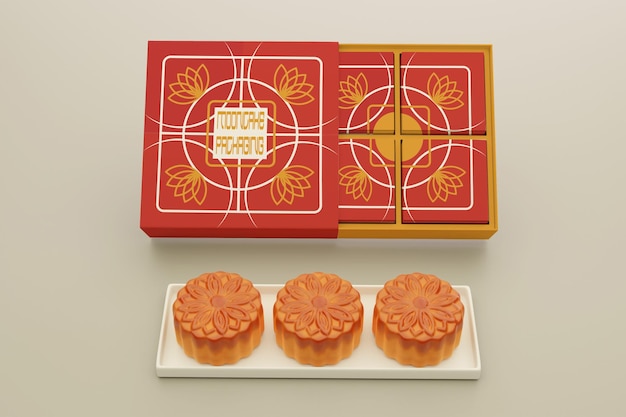 PSD mooncake box mockup