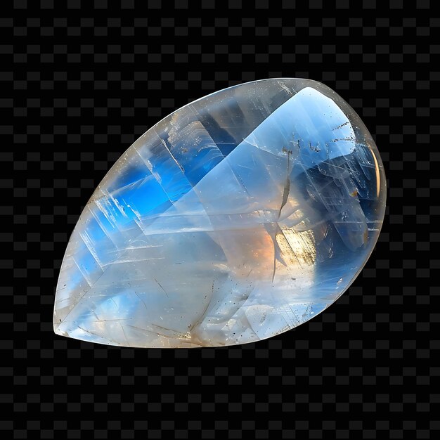 PSD moonstone crystal with cabochon shape in white to blue color gradient object on dark background