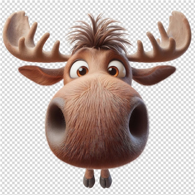 PSD a moose head with a brown nose and horns