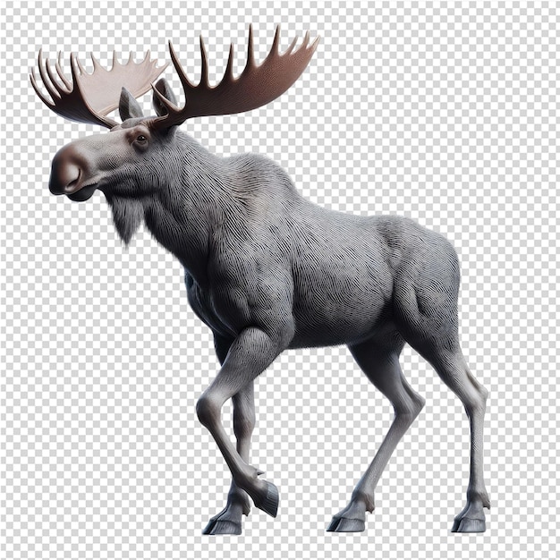 A moose with antlers is shown on a white background