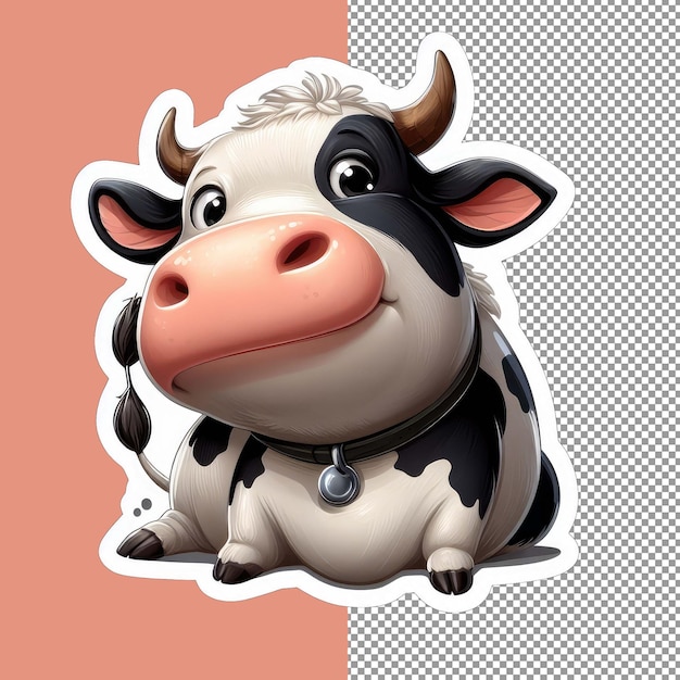 PSD mootiful cow grazing png sticker