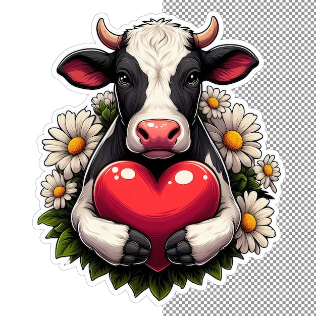 Mooving hearts cow with love sticker
