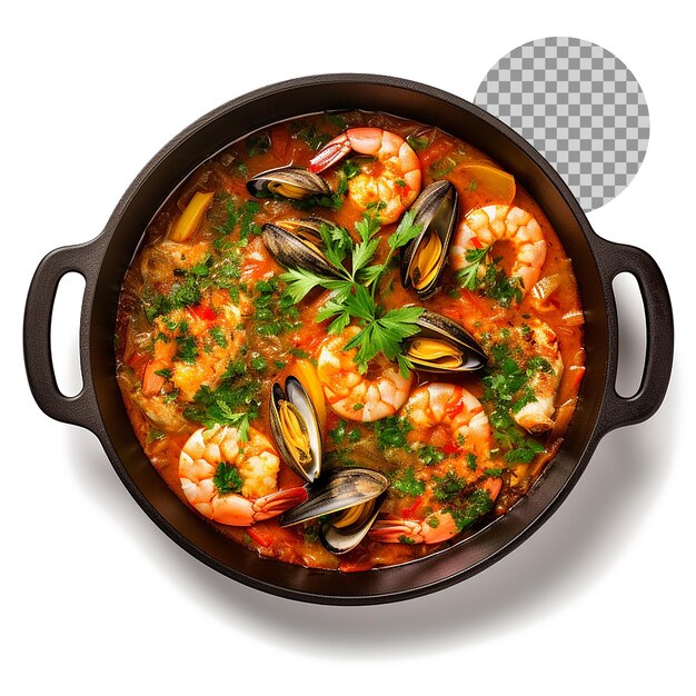 Moqueca braziliaans recept met zoutwatervis op doorzichtige achtergrond