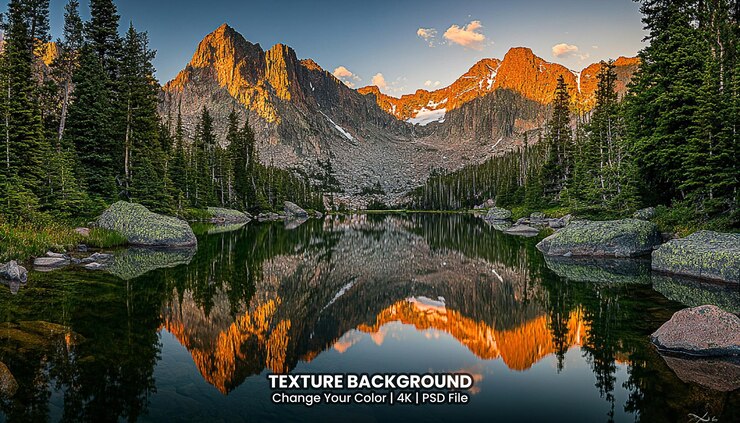 PSD moraine lake in banff national park texture background
