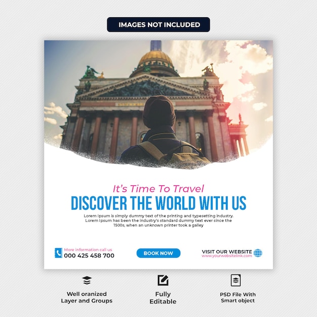 PSD morden travel social media post design