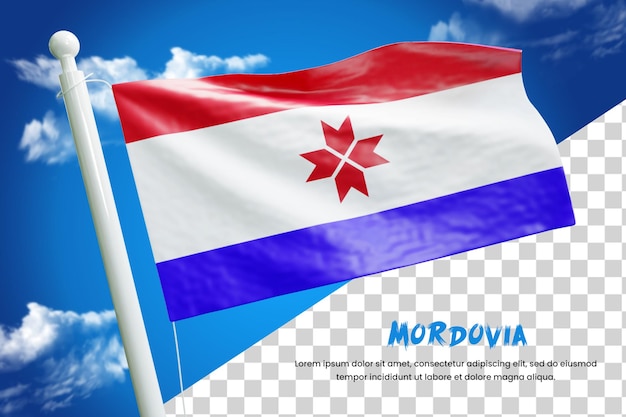 Mordovia 현실적인 플래그 3d 렌더링 절연 또는 3d Mordovia 흔들며 깃발 그림