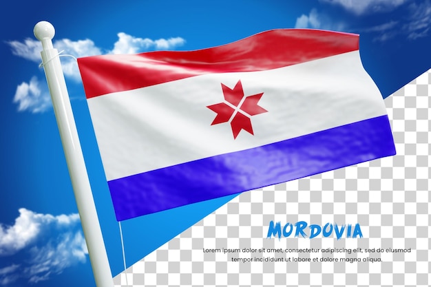 Mordovia bandiera realistica 3d rendering isolato o 3d mordovia bandiera sventolante illustrazione