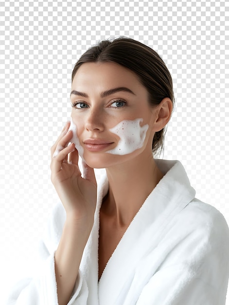 Morning Skincare Ritual Radiant Woman in White Robe