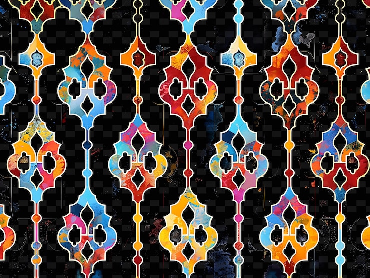 PSD moroccan inspired arched trellises pixel art with detailed m creative texture y2k neon item designs