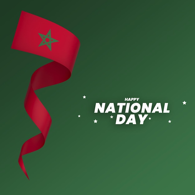 morocco flag element design national independence day banner ribbon psd