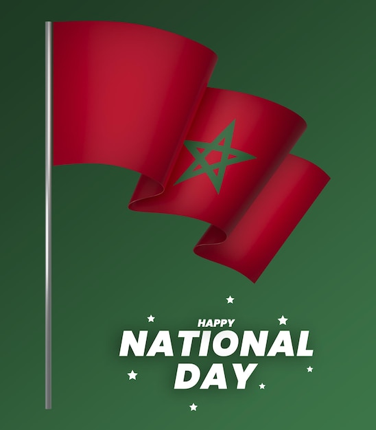 morocco flag element design national independence day banner ribbon psd