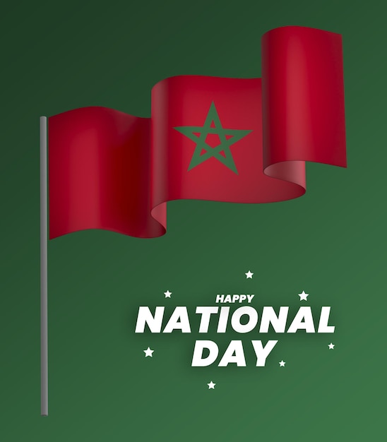 Elemento della bandiera del marocco progettazione del nastro della bandiera del giorno dell'indipendenza nazionale psd