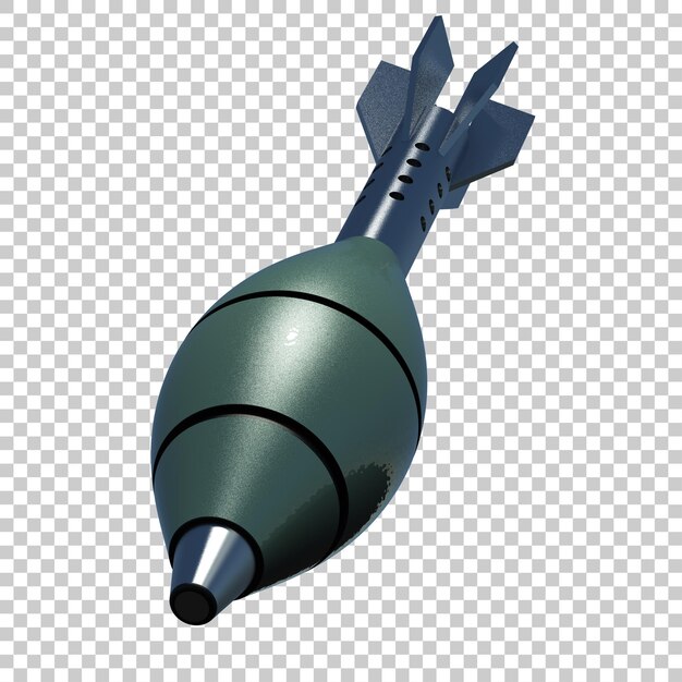 PSD Минометная ракета взрывчатка на прозрачном фоне 3d рендеринг иллюстрации
