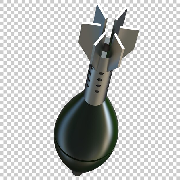 PSD mortar rocket explosive on transparent background 3d rendering illustration