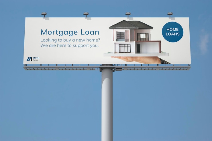 PSD mortgage loan billboard mockup editable road advertising sign psd