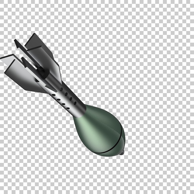 PSD mortier raket explosief op transparante achtergrond 3d rendering illustratie