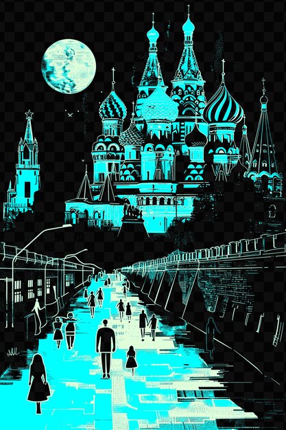 PSD moscow with russian street scene and red square st basils c psd vector tshirt tattoo ink scape art