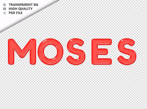PSD moses typography red text glosy glass psd transparent