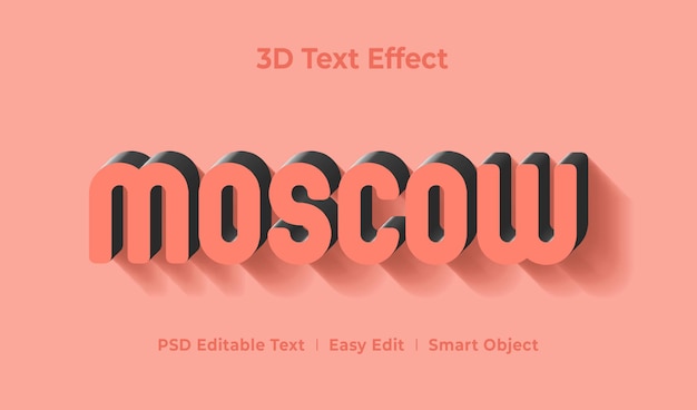 PSD moskou 3d-tekststijleffectsjabloon